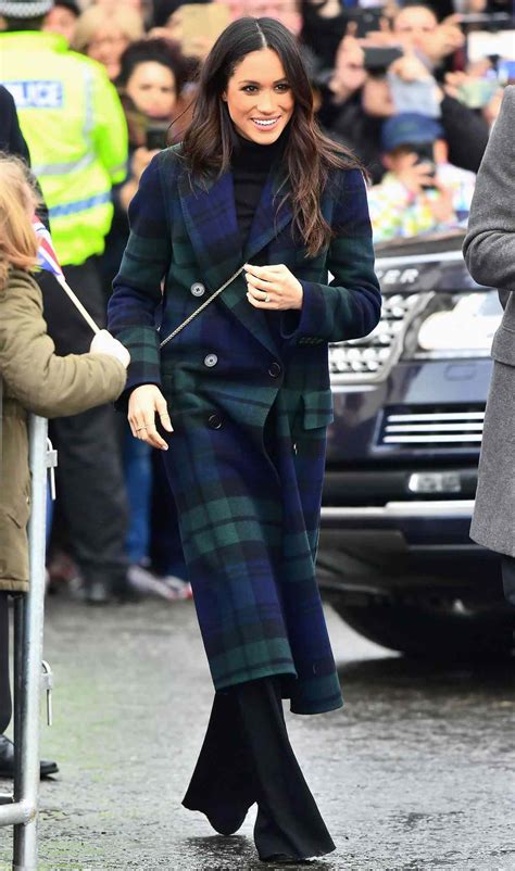 Meghan Markle Wears Plaid Burberry Coat in Edinburgh